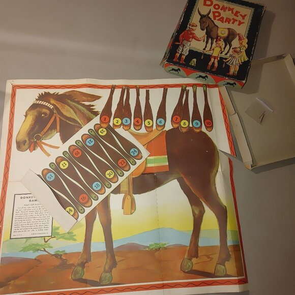 Vintage 1969 Whitman Come To My Birthday Party Book Donkey Party Game - Picture 9 of 16